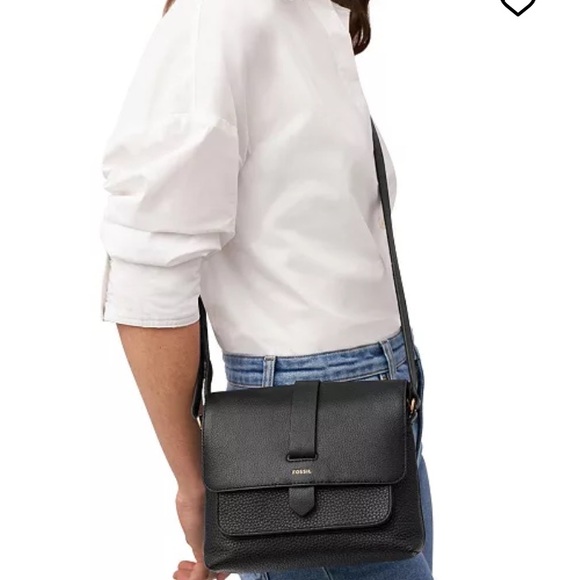 Fossil Kinley Black Leather Crossbody Bag - Picture 1 of 13